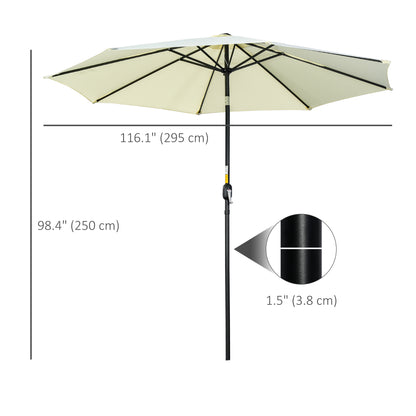 10' x 8' Round Market Umbrella, Patio Umbrella with Crank Handle and Tilt, Outdoor Parasol for Garden, Beige