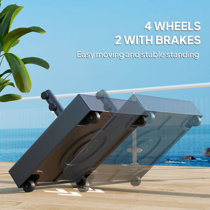 Outdoor Umbrella Base with Wheels, Heavy Duty Patio Umbrella Base, Patio Umbrella Holder, Black