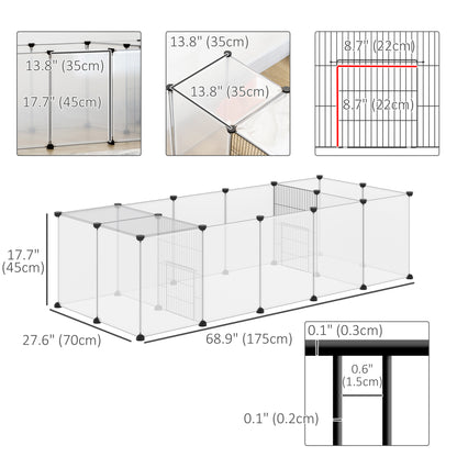 20 Panels DIY Small Animal Cage with Door, Top Cover, Indoor Yard Fence for Guinea Pig, Hedgehog, Bunny, White