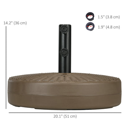 Umbrella Base, Heavy Duty Fillable Base Holder with Steel Pole, Round Parasol Stand for Patio, Outdoor, Backyard, Brown