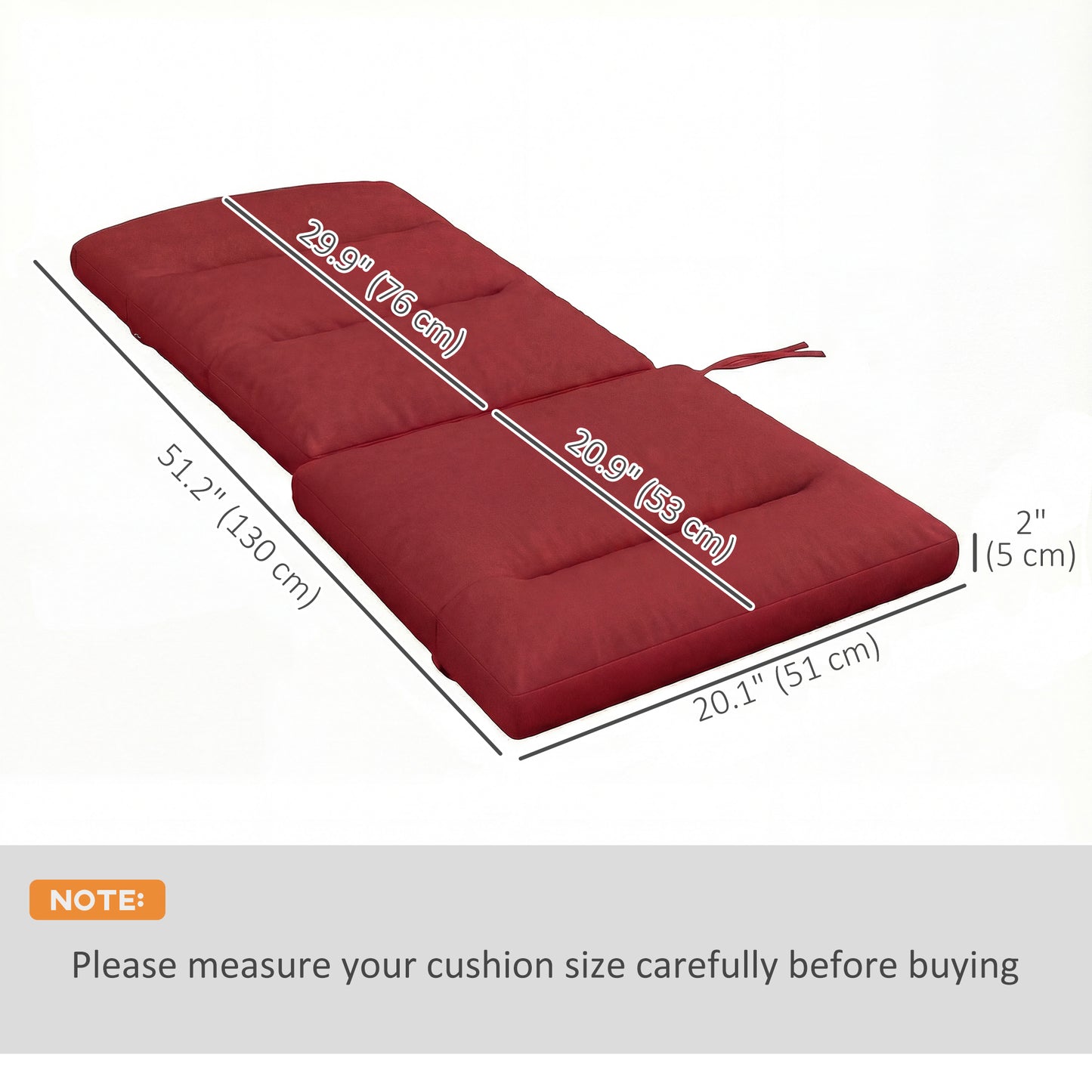 Patio Chair Cushion for Adirondack Chairs Replacement Cushion with Back and Ties, Wine Red