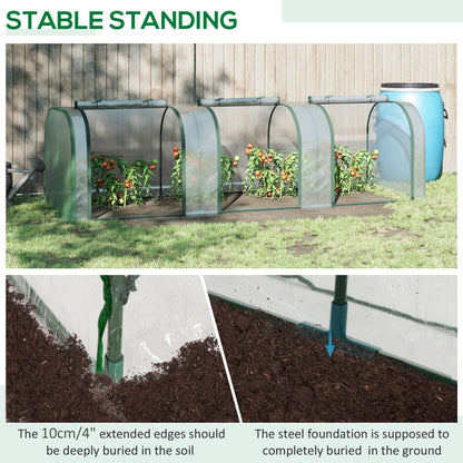 10' x 3' x 2.5' Portable Mini Tunnel Greenhouse with 3 Zipped Doors, Easy Assembly, Clear