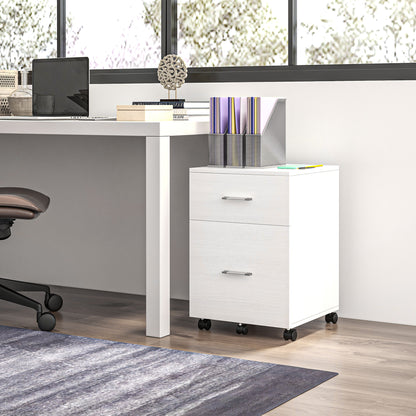 Mobile Filing Cabinet, Vertical File Cabinet with 2 Drawers, Wheels, for Letter or A4 File, White