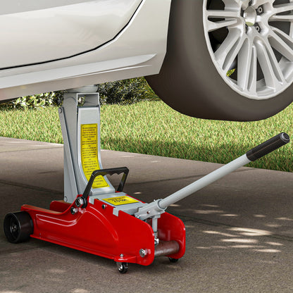 Low Profile Jack, Hydraulic Racing Floor Jack, 3.1"-15" Lifting Range, 2.5 Ton (5,000 lb) Capacity, Red