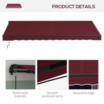 15 x 10 ft Retractable Awning with 280gsm UV-Resistant Fabric, Heavy-Duty Frame Sun Shade Shelter for Deck, Balcony, Yard and Outdoor Living Space, Wine Red