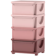 Qaba 4 Tier Kids Toy Organizer and Storage Bins with 4 Plastic Drawers, Pink