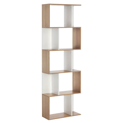 5-Tier Geometric Bookcase Display Shelf Storage Shelf Modern Room Divider Living Room Home Office Furniture, White