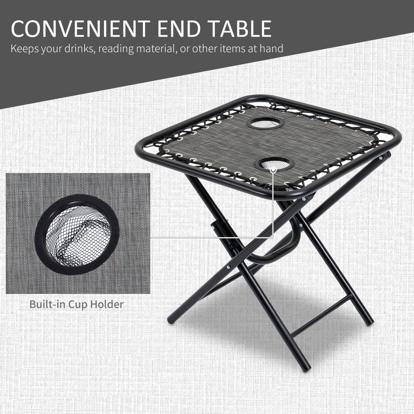 Zero Gravity Chair Set of 2 Patio Chair with Side Table Cupholders and Pillows for Pool, Backyard, Lawn, Beach, Grey
