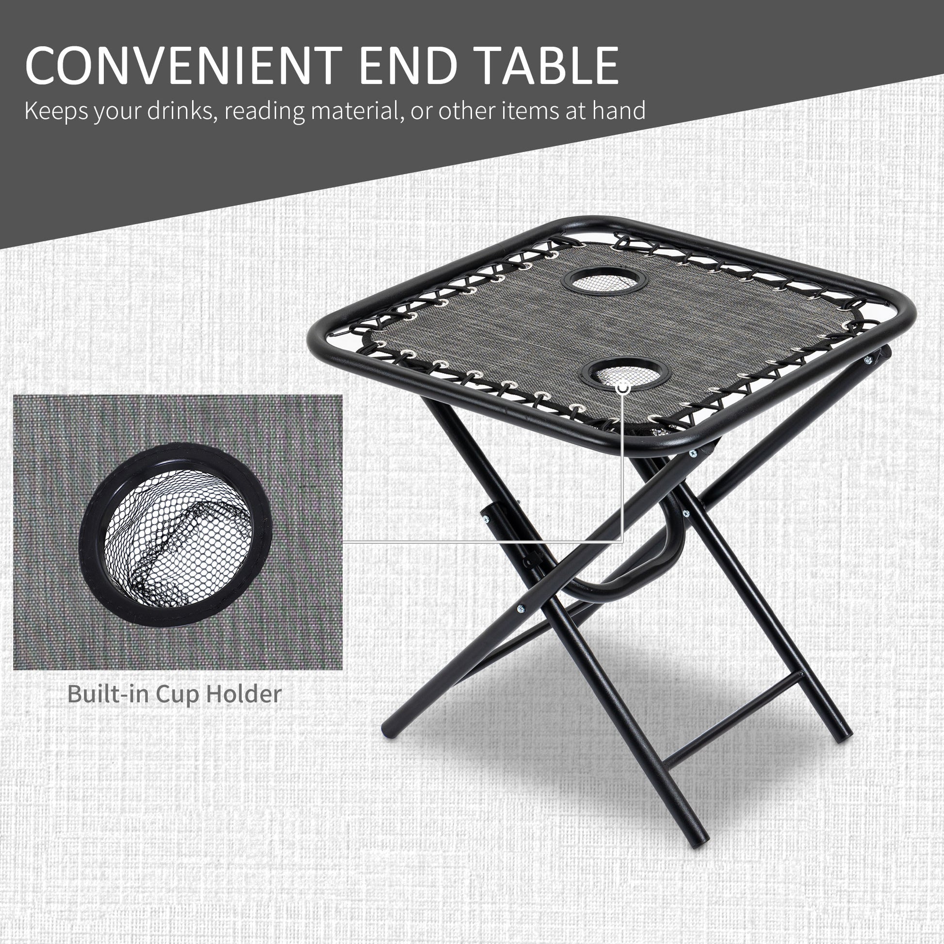 Zero Gravity Chair Set of 2 Patio Chair with Side Table Cupholders and Pillows for Pool, Backyard, Lawn, Beach, Grey
