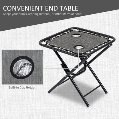 Zero Gravity Chair Set of 2 Patio Chair with Side Table Cupholders and Pillows for Pool, Backyard, Lawn, Beach, Grey
