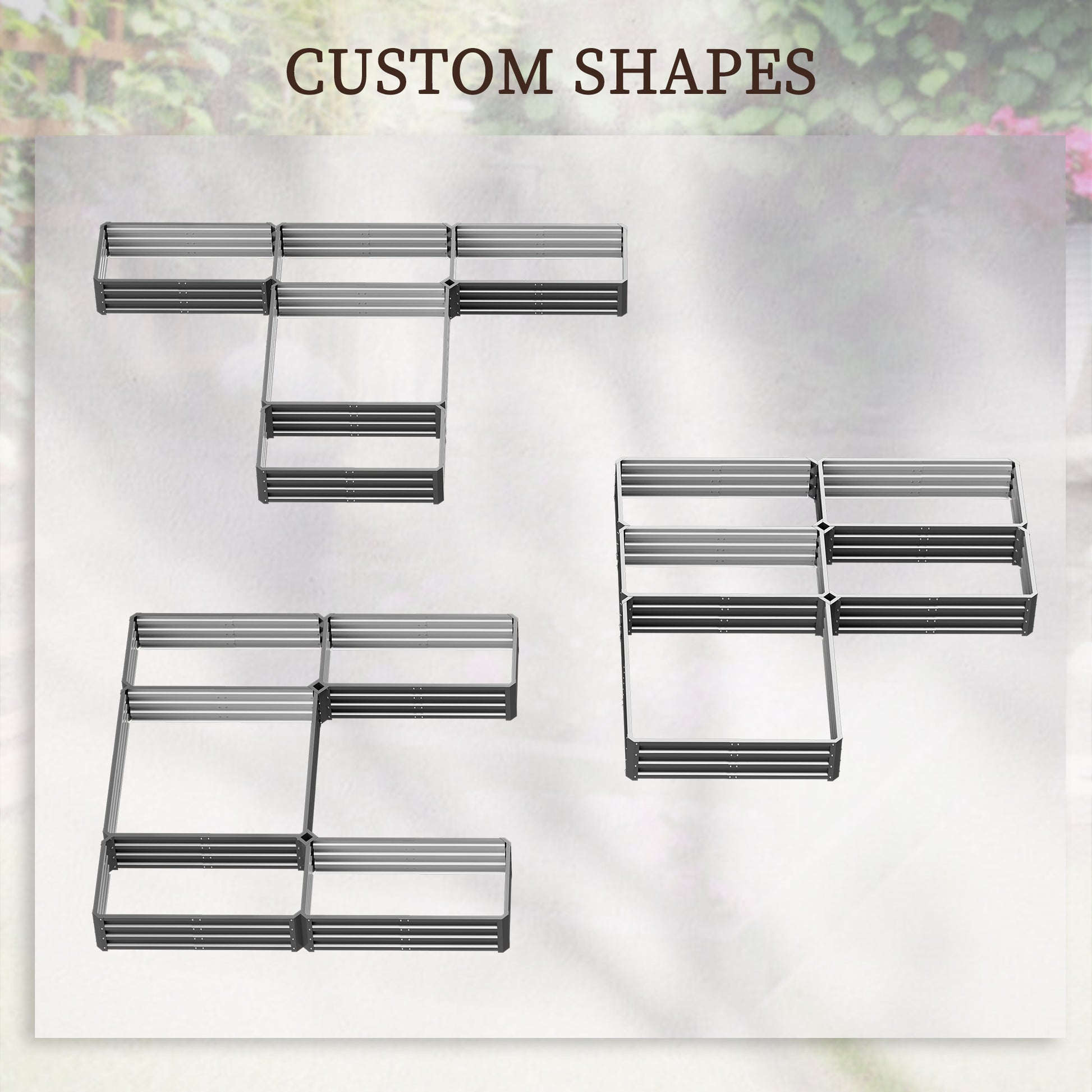 Steel Raised Garden Bed, Set of 5 Large Box Planters for Outdoor Plants Vegetables Flowers Herbs, 8x8x1ft, Grey