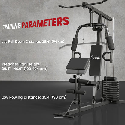 Soozier Multi-Exercise Home Gym Station with 99lbs Weight Stack, for Full Body Workout