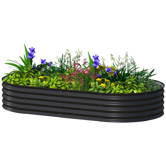 6' x 3' x 1' Large Outdoor Planter Box, Galvanized Raised Garden Bed with Metal Plant Stake, Black