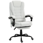 7-Point Vibrating Massage Chair, Reclining Office Chair with Footrest, Reclining Back, Adjustable Height, White