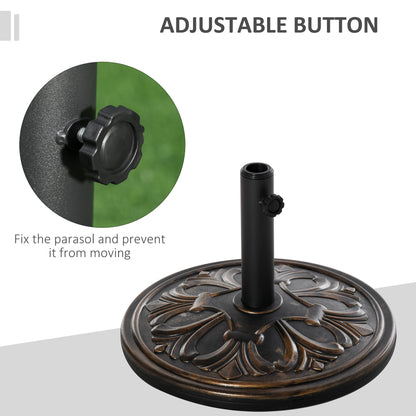 29 lb Heavy Duty Concrete Umbrella Base, 19" Round Parasol Holder for Outdoor, Garden, Backyard, Deck, Bronze