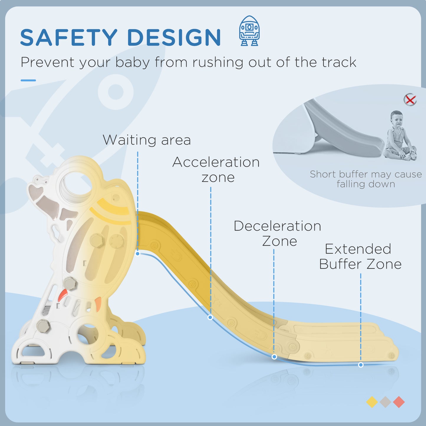 Qaba Toddler Slide Indoor for Kids 1.5-3 Years Old, Space Theme Climber Slide Playset, Grey