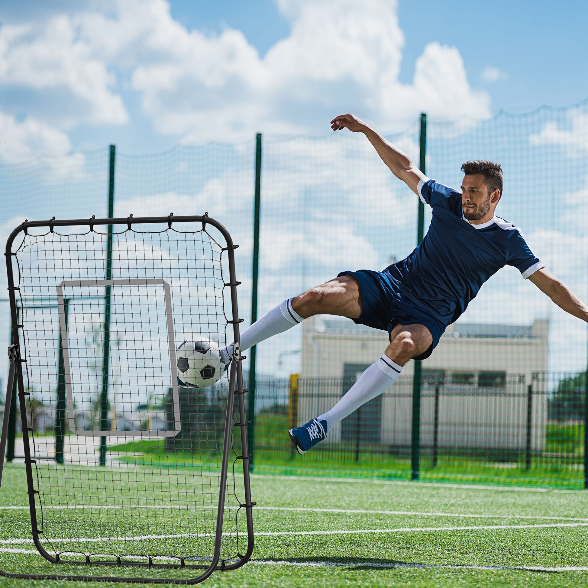 Soozier Volleyball Rebounder Net, Angles Adjustable Soccer Rebounder, Lacrosse Baseball Volleyball Training Equipment Aid