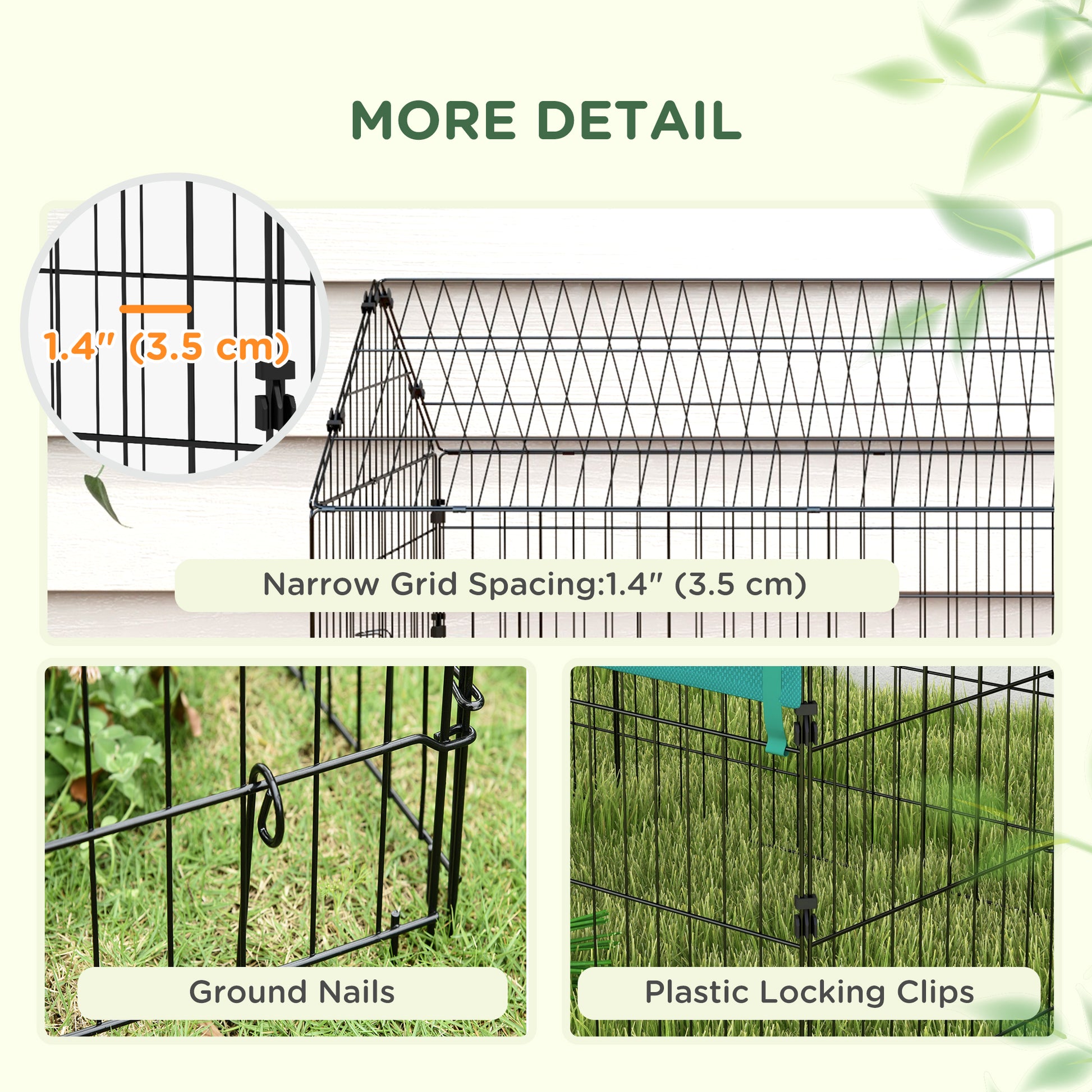 73" Small Animal Cage with Roof, Indoor/Outdoor Use, for Chicken, Rabbits, Chinchillas, Green
