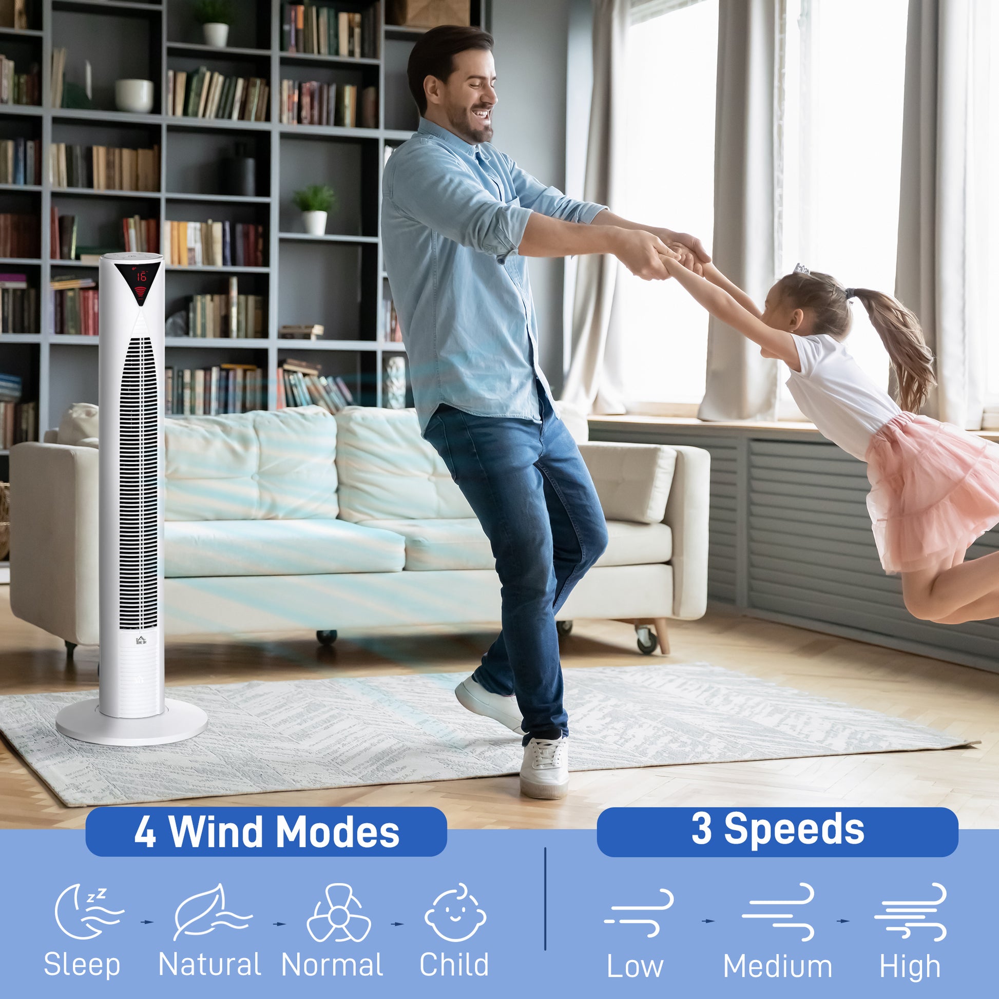 8000 BTU Portable Air Conditioner and Tower Fan Set, 344 Sq. Ft., 3-in-1 Portable AC Unit and Floor Fan with Timer On/off, Remote, Window Kits, White