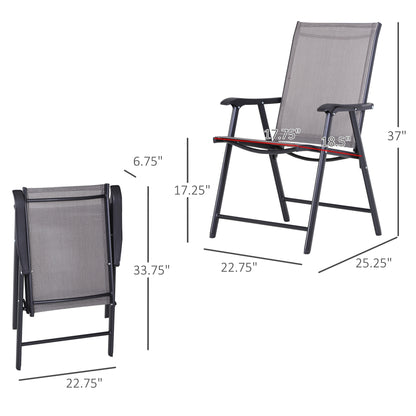 4-Piece Folding Chair Set for Relaxing on Patio Balcony Garden, Comfortable Outdoor Furniture with Armrests, Grey