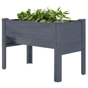 Wooden Raised Garden Plant Stand Outdoor Tall Flower Bed Box with Hooks, 48" x 24" x 32", Grey