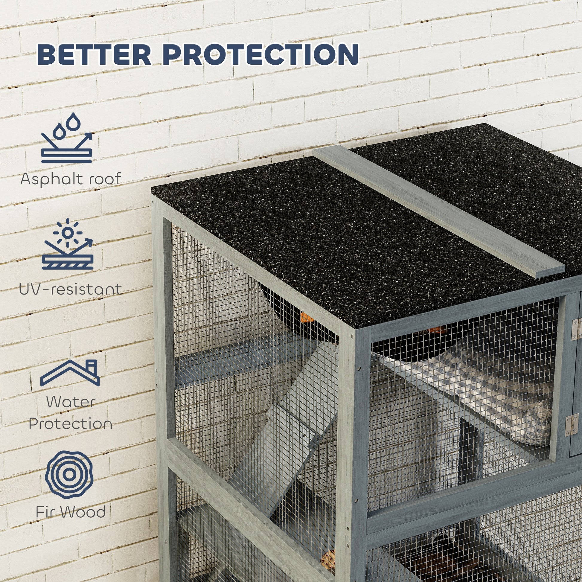 66"H Catio Outdoor Cat Enclosure on Wheels with Hammock Multiple Platforms Resting Condo Ramps for 1-3 Cats, Grey