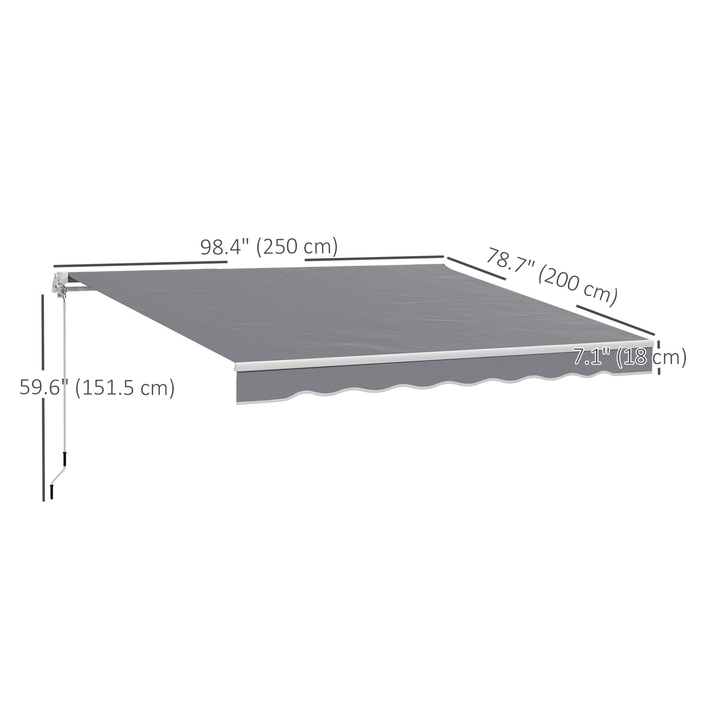 8' x 7' Retractable Awning, Patio Awnings, Sunshade Shelter with 280 g/m² UV & Water-Resistant Fabric, Dark Grey