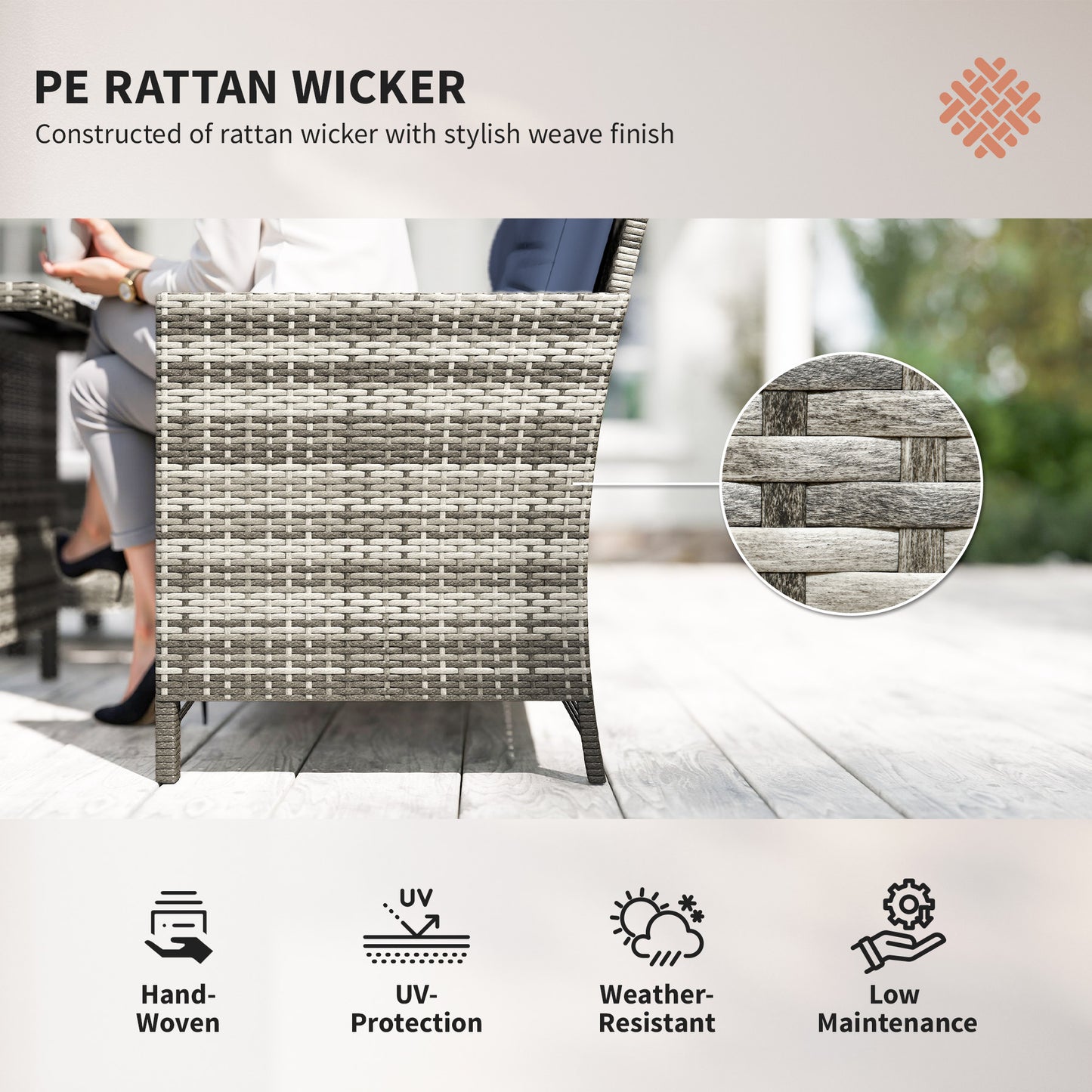 6pcs Outdoor Rattan Sofa Set Garden Wicker Sectional Couch Furniture Set with Dining Table and Chair Deep Blue