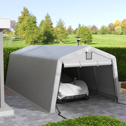 11' x 20' Portable Garage, Heavy Duty Carport Canopy with Ventilation Windows and Large Roll-up Door, Grey