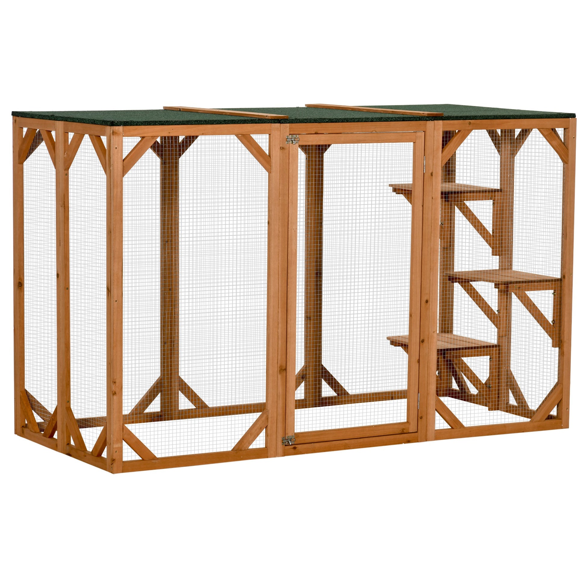 71"L Catio Outdoor Cat Enclosure, Indoor Cat Cage, Pet House, Small Animal Hutch for 1-2 Rabbit, Kitten, Kitty Crate Kennel w/ Waterproof Roof, Multi-Level Platforms, Orange