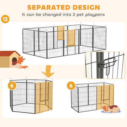Dog Pen with Gate, 12 Panels Puppy Playpen, Dog Fence, 39"H