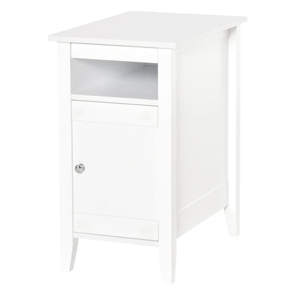 Wooden3-Tier Modern Nightstand with Pullout Shelf, Adjustable Open Shelf, and Door Cabinet, White
