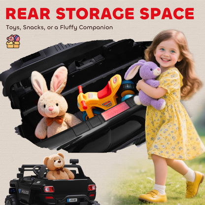 Aosom 2 Seater Ride-On Car with Parental Remote Control, LED Lights, MP3 for Kids Ages 3-8, Black