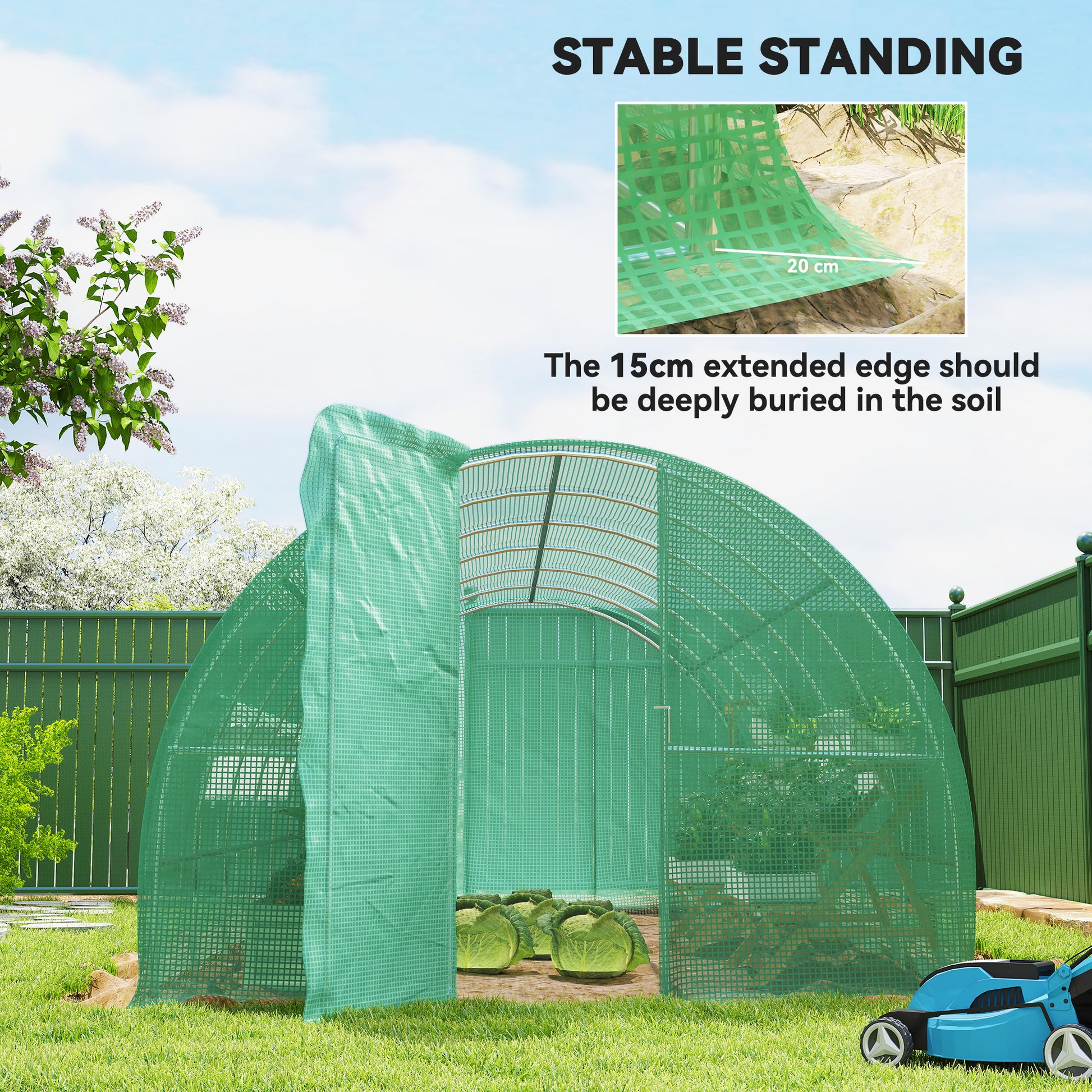 20x10x6.6ft Heavy Duty Outdoor Walk-in Tunnel Greenhouse Portable Garden Planting Warm House with PE Cover Green