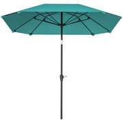 7.6FT Aluminum Patio Umbrella Parasol 8 Ribs Outdoor Market Umbrella with Crank, Push Button Tilt for Deck, Backyard and Lawn, Sky Blue