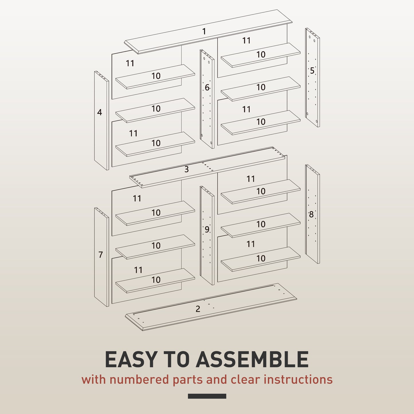 8-Tier DVD Shelf with 12 Adjustable Shelves, Double CD Shelf, Holds 720 CDs, 396 DVDs or 396 Blu-rays, Natural Wood