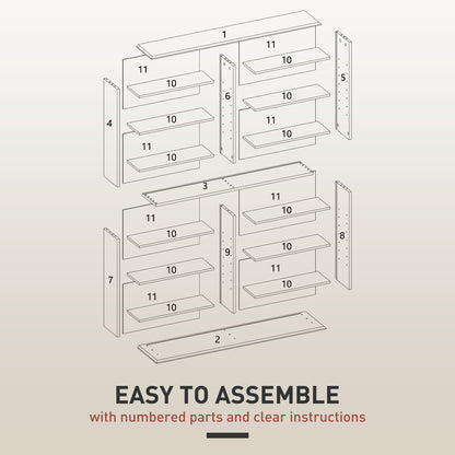 8-Tier DVD Shelf with 12 Adjustable Shelves, Double CD Shelf, Holds 720 CDs, 396 DVDs or 396 Blu-rays, Natural Wood