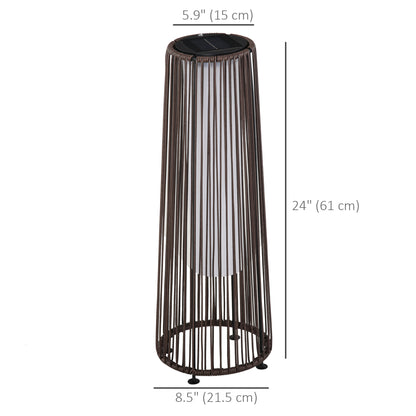 Wicker Solar Floor Lamp, Decorative Outdoor Lamp with Auto On/Off LED Light, IP44 for Patio, Porch, Pathway, Brown