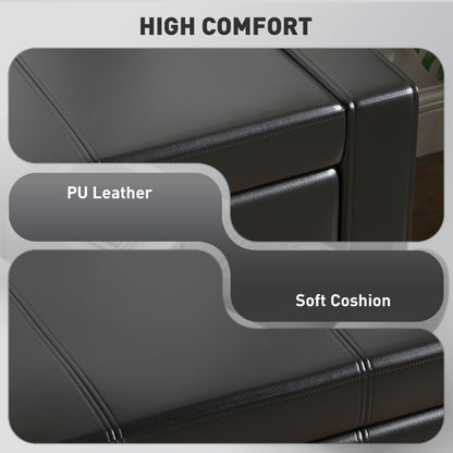 42" Deluxe Faux Leather Padded Storage Ottoman Bench Foot Stool Seat Chair with Organizer, Black