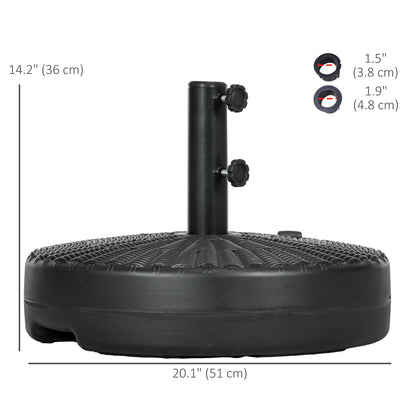 Umbrella Base, Heavy Duty Fillable Base Holder with Steel Pole, Round Parasol Stand for Patio, Outdoor, Backyard, Black
