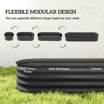 6.4 x 2 x 1ft Galvanized Raised Garden Bed Kit, Metal Planter Box with Safety Edging, Dark Grey