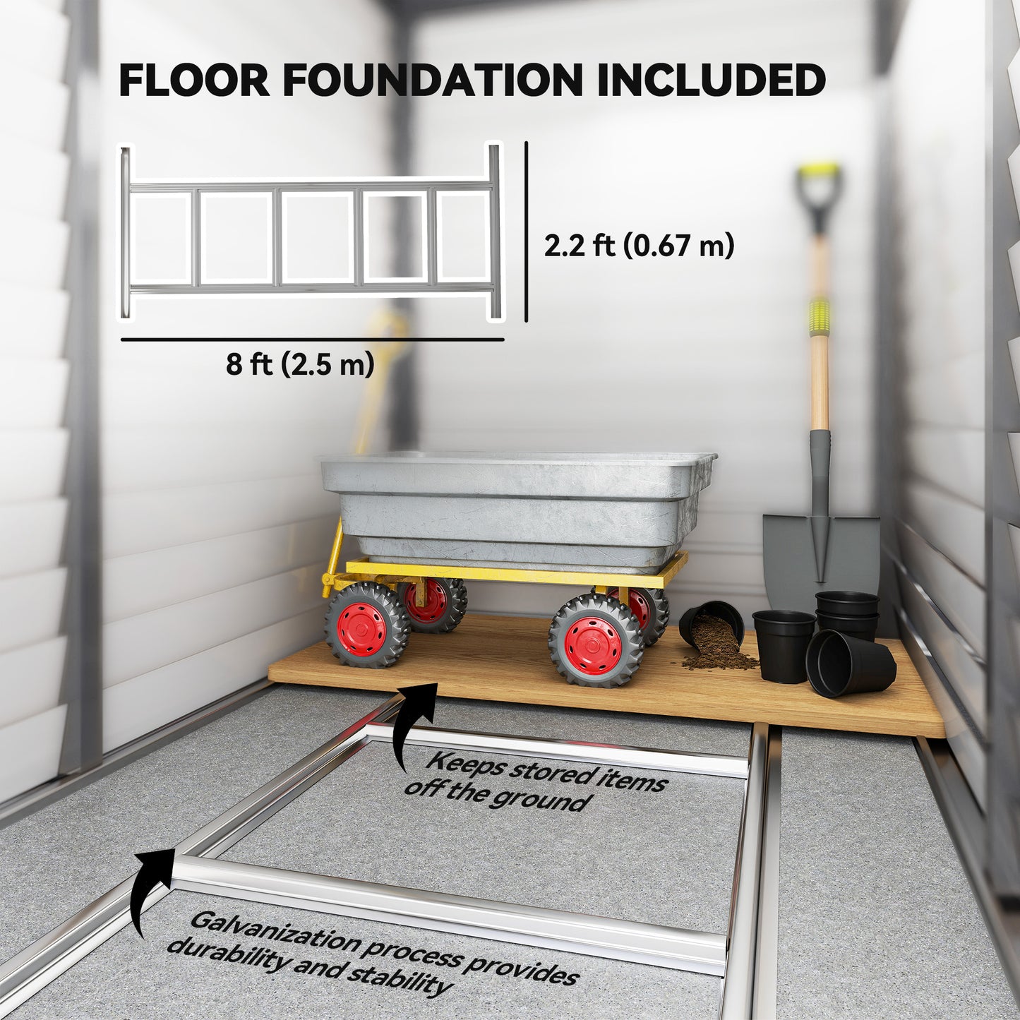 4.6' x 9' Steel Outdoor Storage Shed, Lean to Shed, Metal Tool House with Foundation Kit, Lockable Doors, Gloves and 2 Air Vents for Backyard, Patio, Lawn, Grey