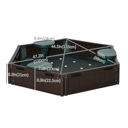 DIY Kids Sandbox with Waterproof Oxford Cover, Sand Playset Station with Bottom Fabric Liner, for 3-12 Years Old, Outdoor Indoor Backyard, Brown