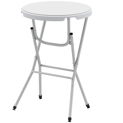 31.5" Bar Height Patio Table, Outdoor Bar Folding Table with HDPE Top, Locking Steel Legs for Party, Camping, White