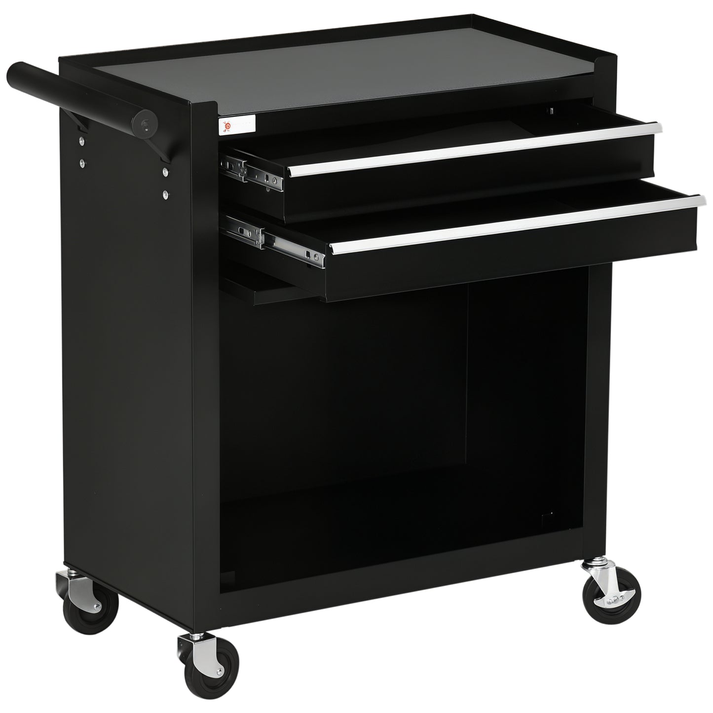 2-Drawer Rolling Tool Chest on Wheels, Metal Tool Cabinet for Warehouse, Workshop and Garage, Black