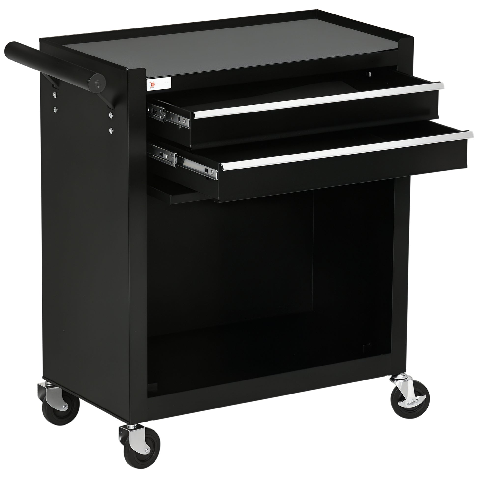 2-Drawer Rolling Tool Chest on Wheels, Metal Tool Cabinet for Warehouse, Workshop and Garage, Black