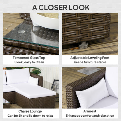 3pcs Modern Rattan Sofa Set, Wicker Patio Furniture Set with Coffee Table, Cushions, Pillows
