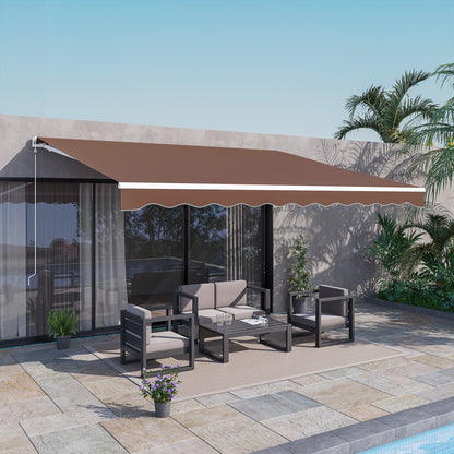 13' x 10' Electric Awning, Retractable Awning Sun Shade Shelter with Remote Controller, Manual Crank Handle and Aluminum Frame, for Deck, Balcony, Yard, Coffee