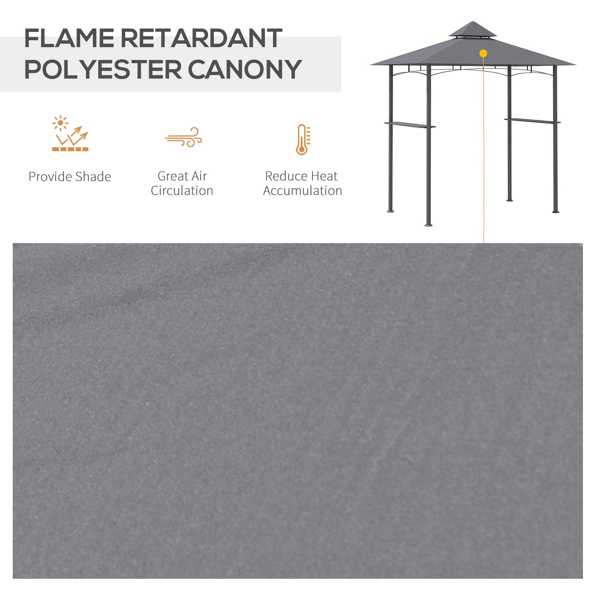 8' x 5' BBQ Grill Gazebo Tent with Double Tiered Canopy for Outdoor Sun Shade, Grey