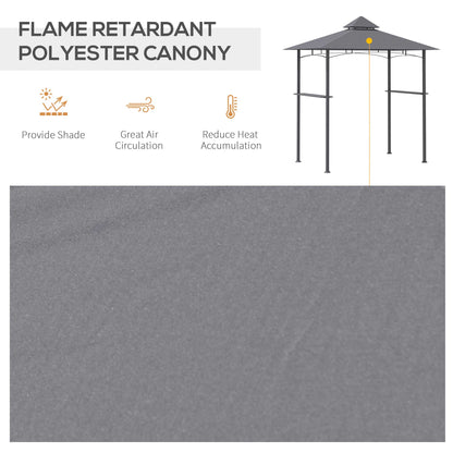 8' x 5' BBQ Grill Gazebo Tent with Double Tiered Canopy for Outdoor Sun Shade, Grey
